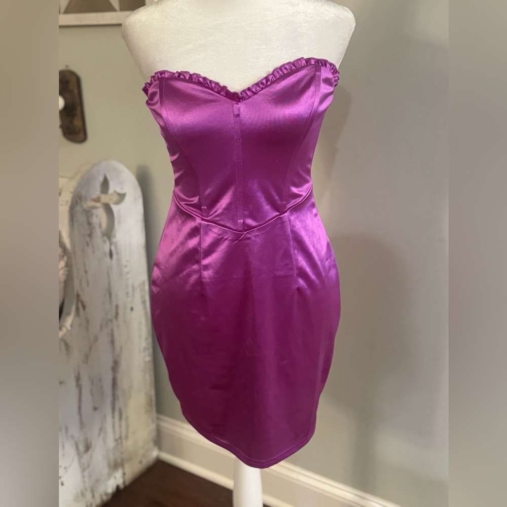 Strapless Pink Satin Dress